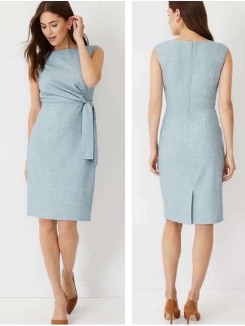 Ann Taylor Tie Waist Cross Weave Sheath Dress